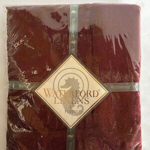 WATERFORD LINENS Vtg "Addison" 100% Linen Dk Red Tablecloth 70 x 84 Oblong NIP